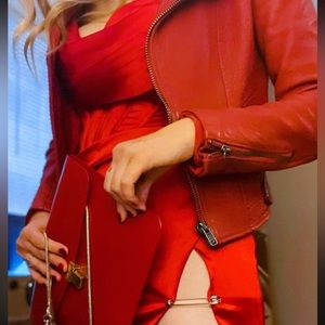 YSL Saint Laurent Paris Red Calf Leather Envelope Clutch